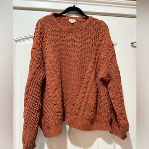 POL Women's Cable Knit Sweater in Rust